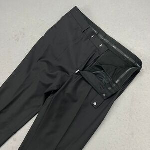 Hugo Boss Mens Black Virgin Wool Blend Dress Pants Trousers 36R 23164/030